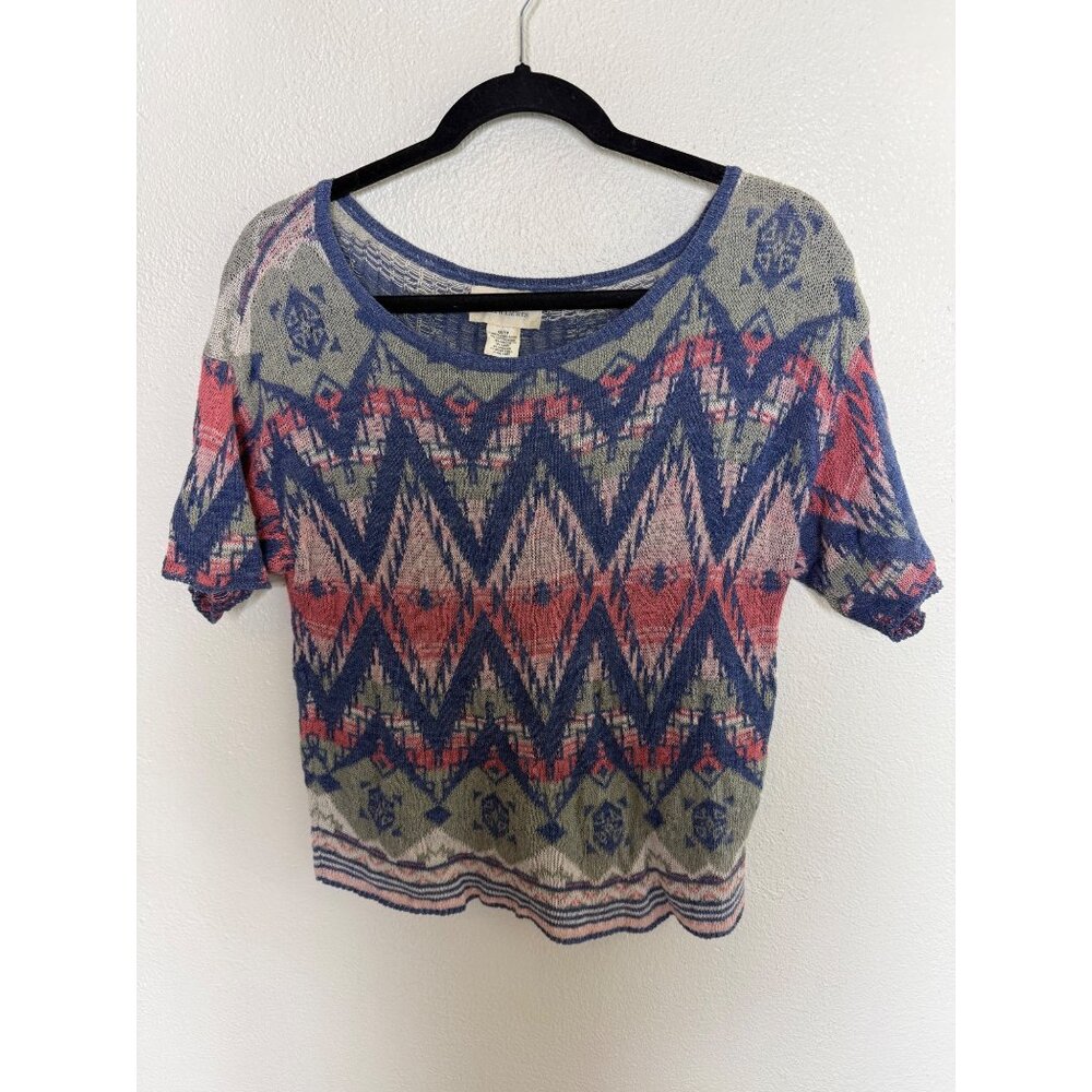 Denim&Supply Ralph Lauren Aztec Linen Blend Knit Shirt Top Size XS  EUC